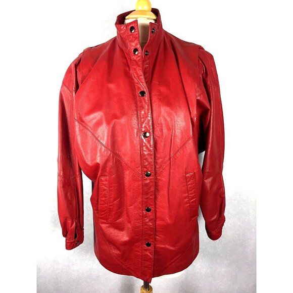 Braefair Womens Red Leather Motorcycle Jacket  size 5/6 Vintage - Picture 12 of 12